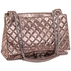 CHANEL Tote Bag in Glossy Brown Shiny Quilted Leather