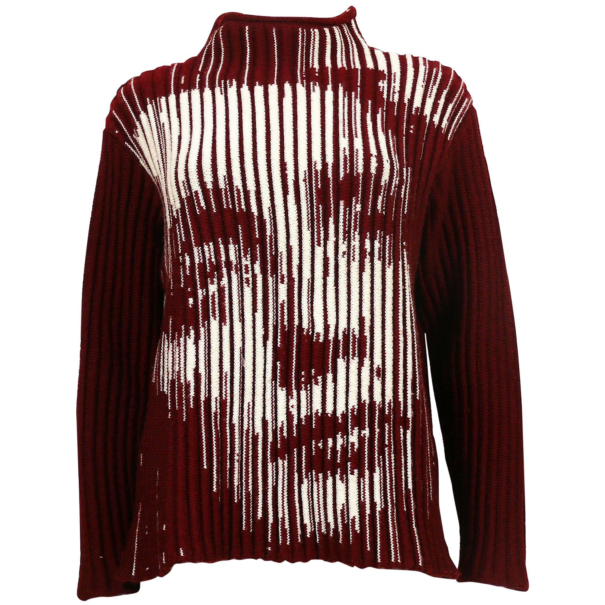 Jean Paul Gaultier Vintage Optical Illusion Dietrich Virgin Wool Sweater Size L