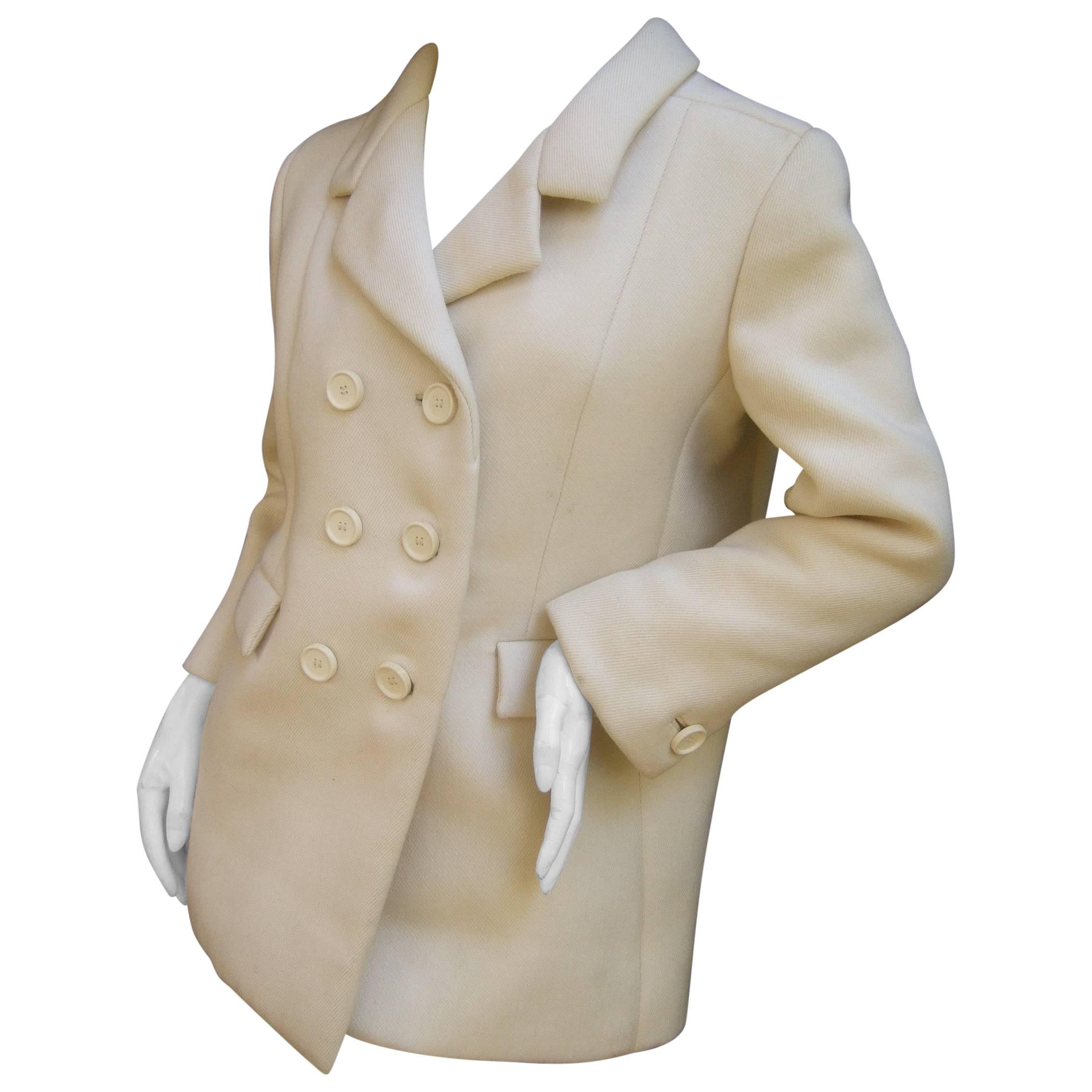 Norman Norell Couture Cream Wool Jacket circa 1970