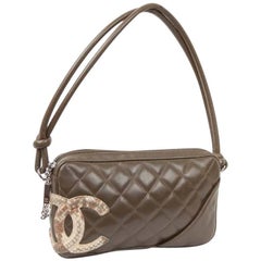 CHANEL 'Cambon' Clutch Bag in Khaki Green Quilted Leather