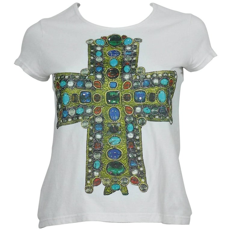 Christian Lacroix Vintage Jewelled Cross Print T-Shirt Size S at 1stDibs | christian  lacroix t shirt