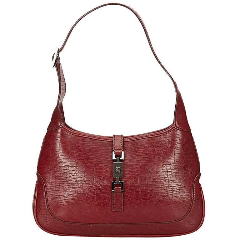 Red Gucci Leather Shoulder Bag For Sale at 1stdibs