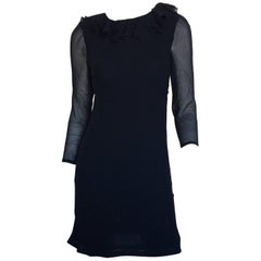 Givenchy Navy chiffon ruffle back mini dress