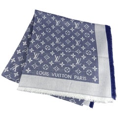Louis Vuitton Denim Blue Monogram Shawl Scarf Wrap