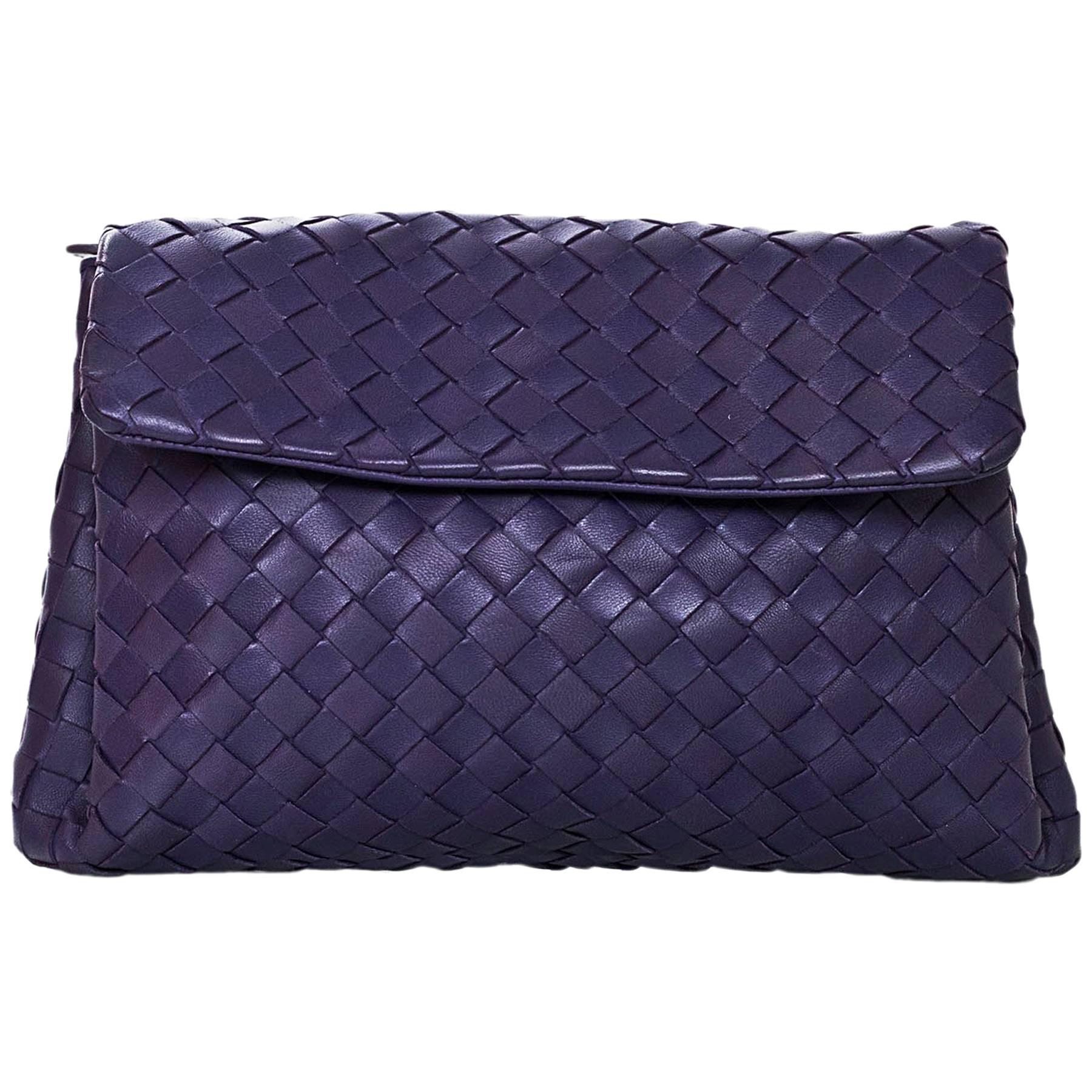 Bottega Veneta Purple Intrecciato Leather Clutch/Pouch Bag