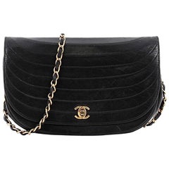 Chanel Vintage Crescent Flap Bag Horizontal Quilted Leather Medium