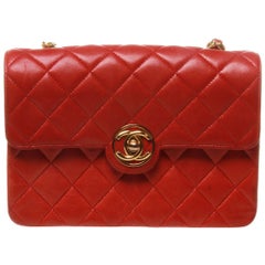 Chanel Vintage Red Mini Classic Flap Bag 