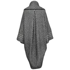 John Galliano Black and White Soft Wool Cocoon Blanket Style Coat
