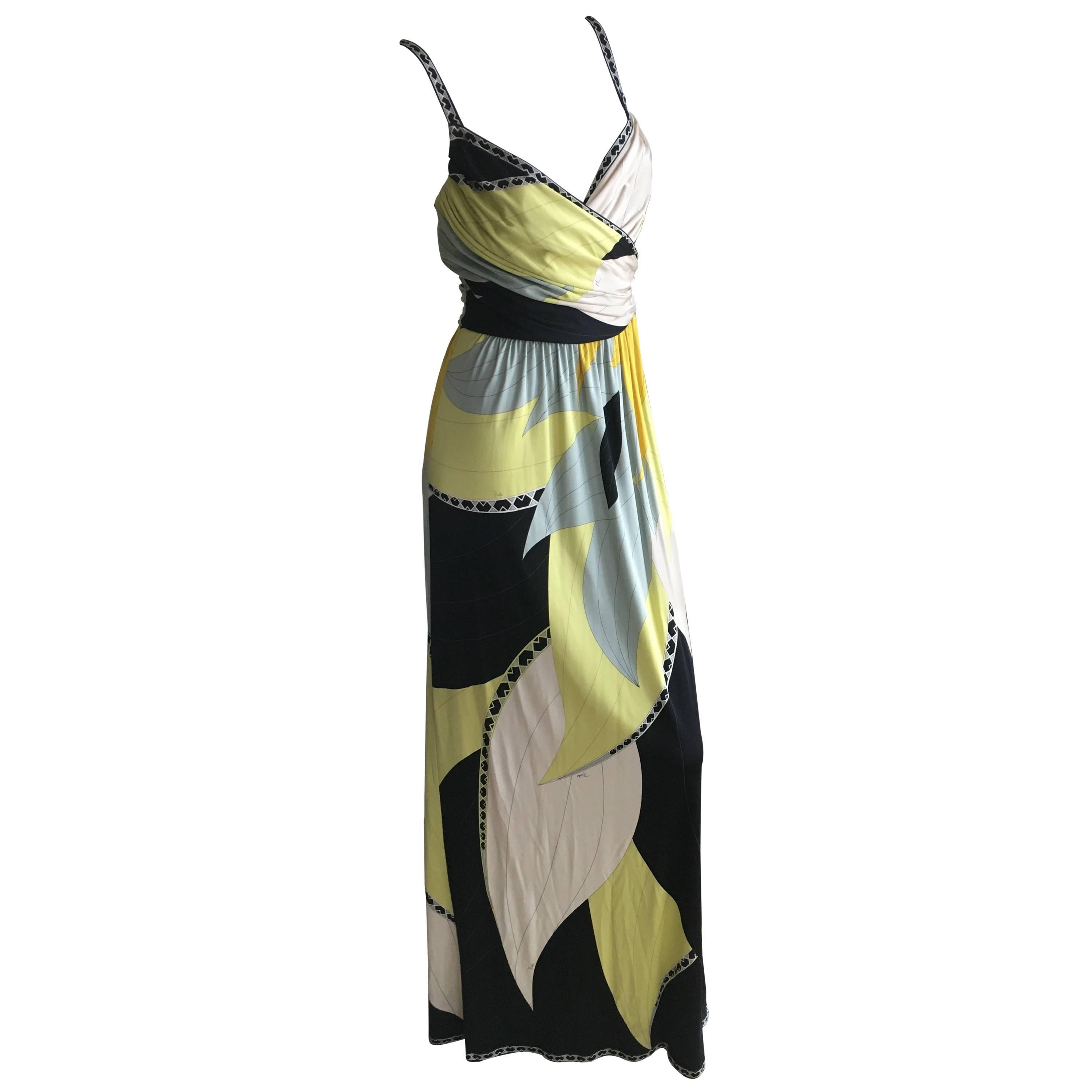 Emilio Pucci Low Cut Silk Maxi Dress NWT Size 36 For Sale