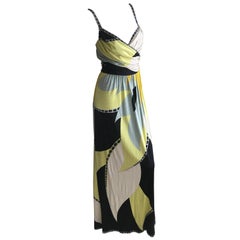 Emilio Pucci Low Cut Silk Maxi Dress NWT Size 36