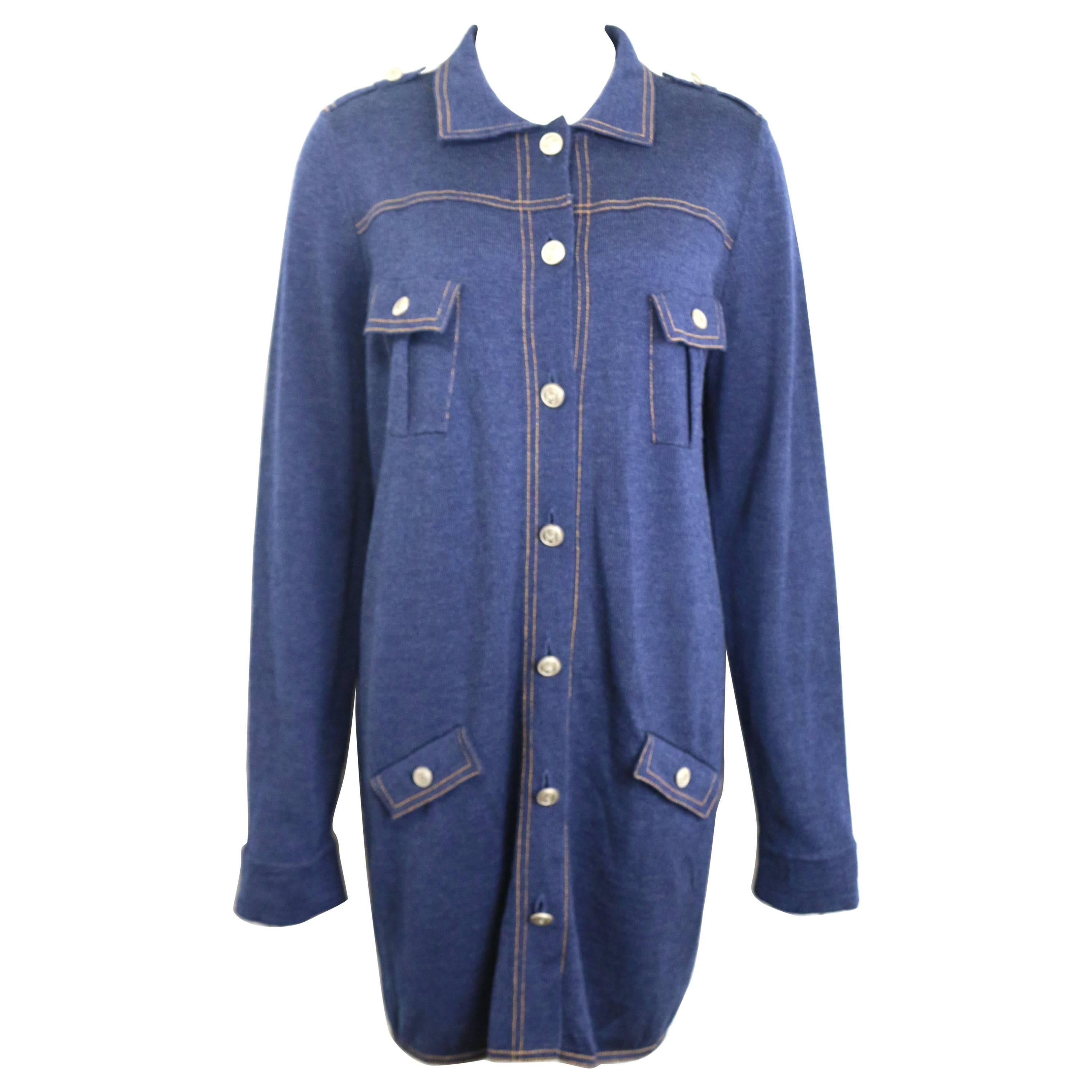 Unworn Chanel Blue Wool Tunic/Dress  For Sale