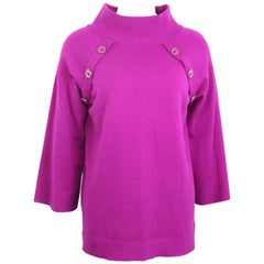 Chanel Pink Cashmere 3/4 Sleeves Length Mock Neck Sweater 