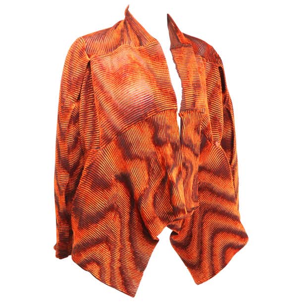 Issey Miyake Orange Velvet Plasma Wave Pleated Bolero Jacket For Sale ...