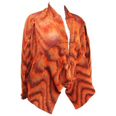 Issey Miyake Orange Velvet Plasma Wave Pleated Bolero Jacket