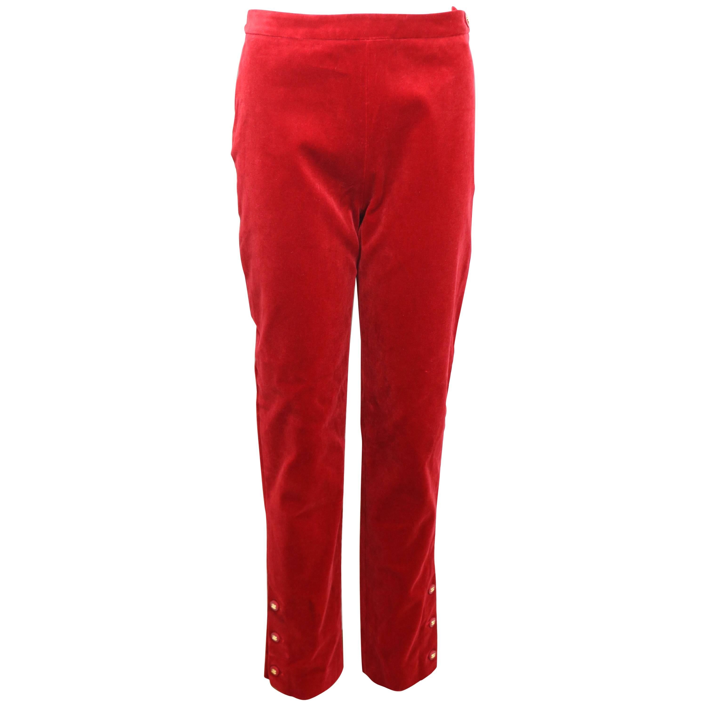 Chanel Red Velvet Pants