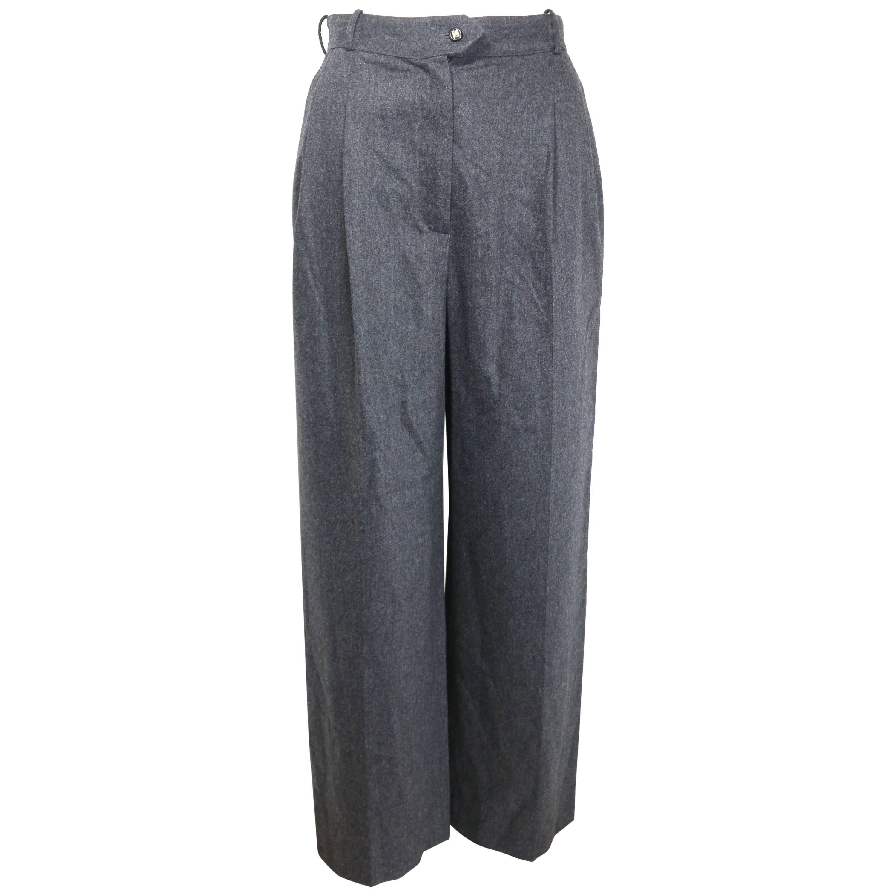 Chanel Grey Wool Pants  For Sale