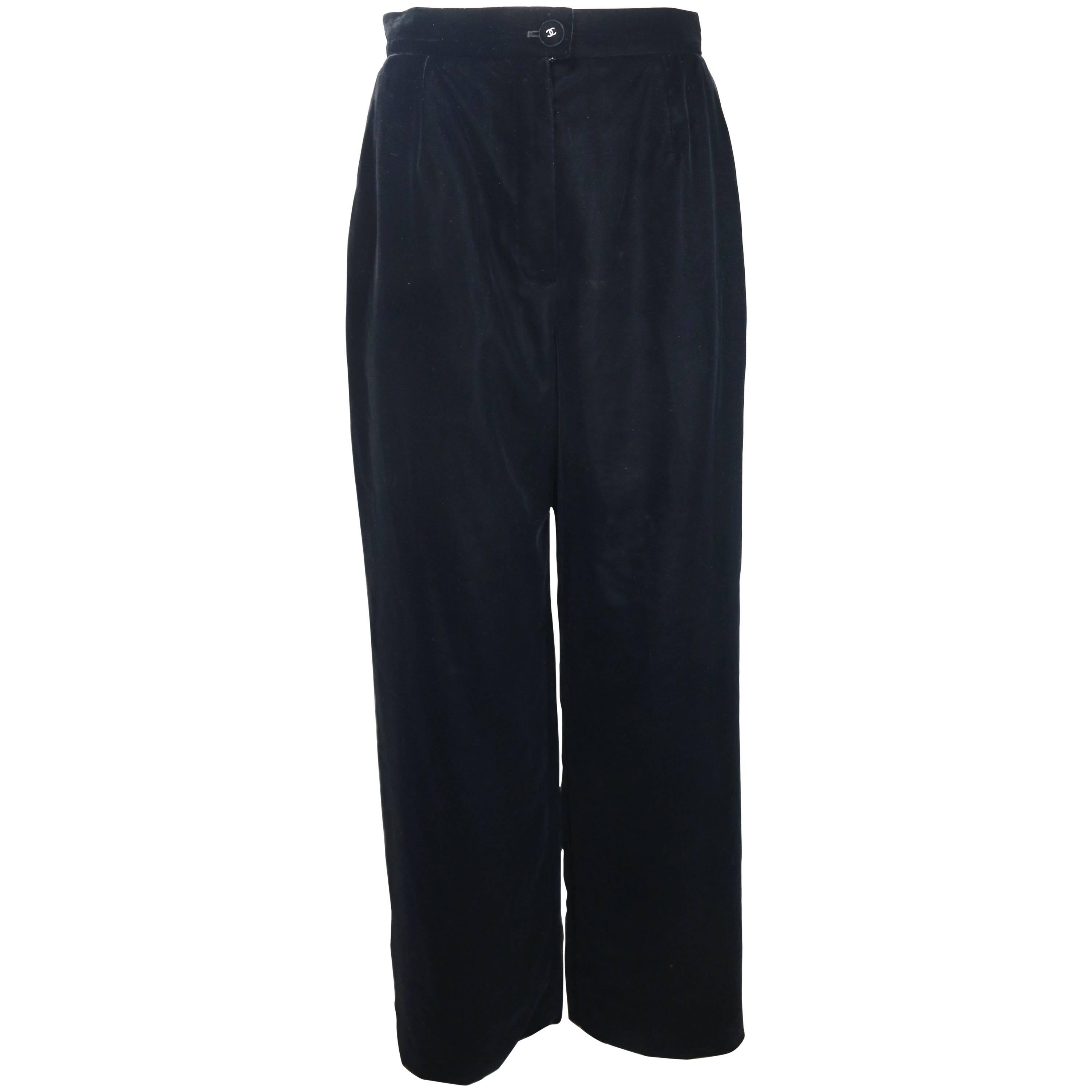 Chanel - Pantalon en velours noir vintage, automne 1998  en vente