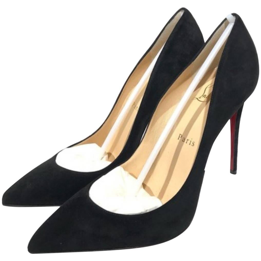 Christian Louboutin Pigalle Follies 100 Suede-Leather Black Pumps (Size - 9.5)