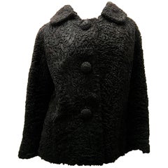 Retro Persian Lamb Coat - Black