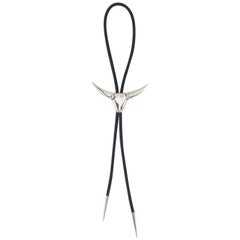 Vintage C.1990 Thierry Mugler Modernist Bolo Tie Longhorn Brooch