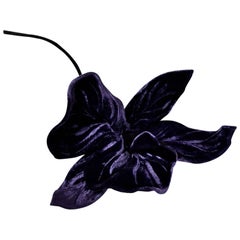 Armani Collezioni Vintage Purple Velvet Orchid Flower Brooch in Gift Box
