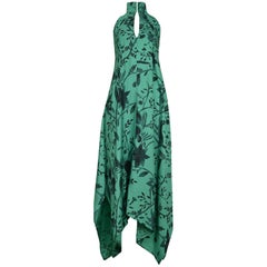 Stunning Early & Rare Issey Miyake Green Floral Keyhole Tent Dress  Circa 1970s