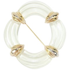 Vintage Givenchy Lucite & Gold Tone Brooch