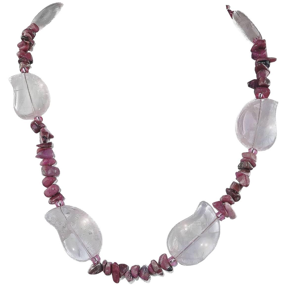 AJD Rose Quartz and Rhodonite Necklace