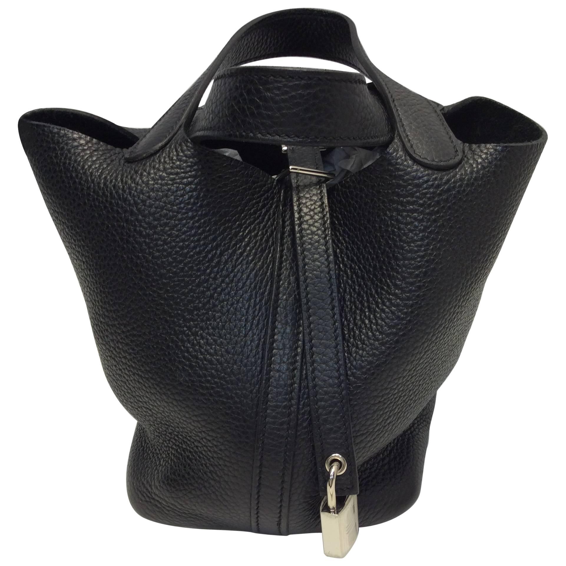 Hermes Picotin Black Leather Small Bag