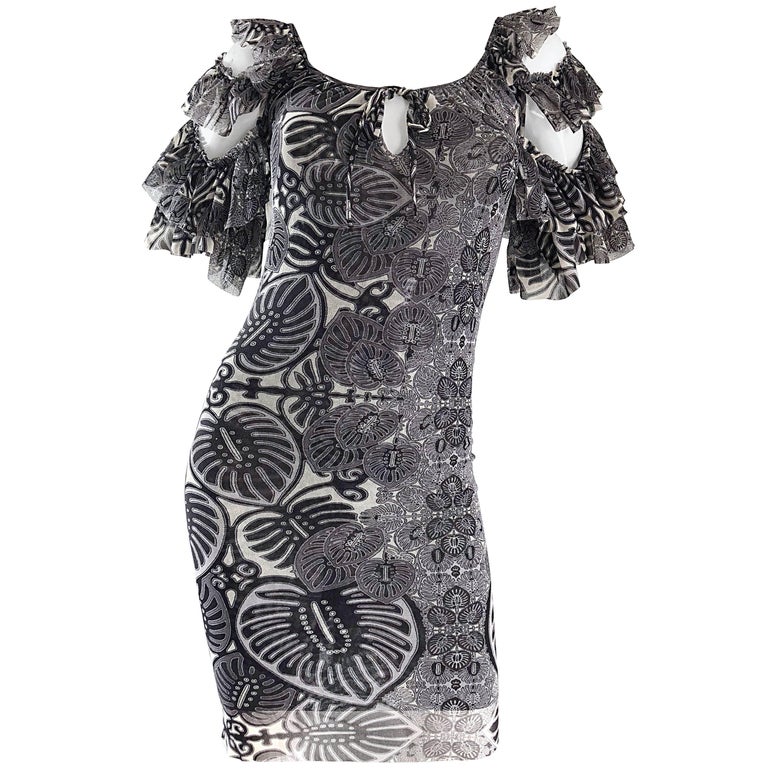 Vintage Jean Paul Gaultier Black and White Batik Print 1990s Flamenco Mini  Dress For Sale at 1stDibs | white batik dress