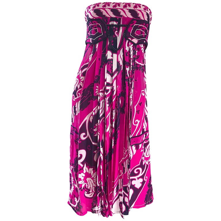 Leonard Paris 1970 S Cotton Fl Dress For At 1stdibs Leonard Paris Vintage 1990s Pink Fuchsia Purple Silk Chiffon Strapless Dress