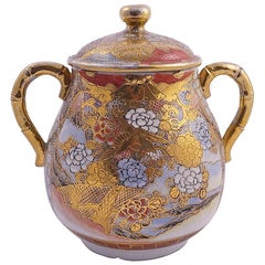 Pot japonais ancien en porcelaine peint à la main de la période Meiji Dai Nippon