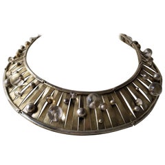 1960s Gilt on Sterling Modernist Collar with Pools of Light