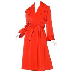 1970s Rich Orange Wool  & Rayon Gaberdine Coat 
