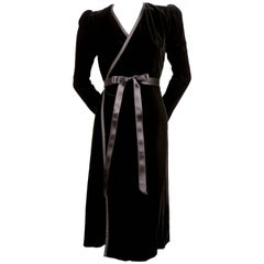 Vintage Yves Saint Laurent black velvet wrap dress, 1970s