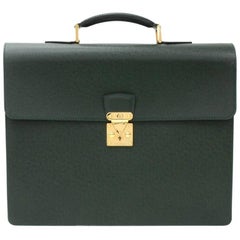 Louis Vuitton Serviette Laguito Green Taiga Leather Briefcases