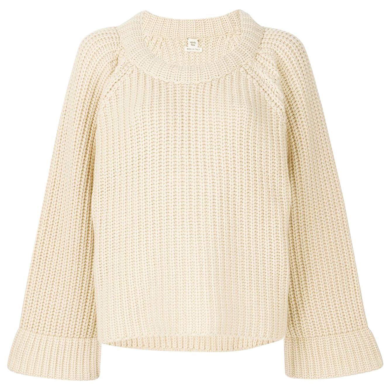 Hermes Chunky Knit Cashmere/Cotton Cream Jumper