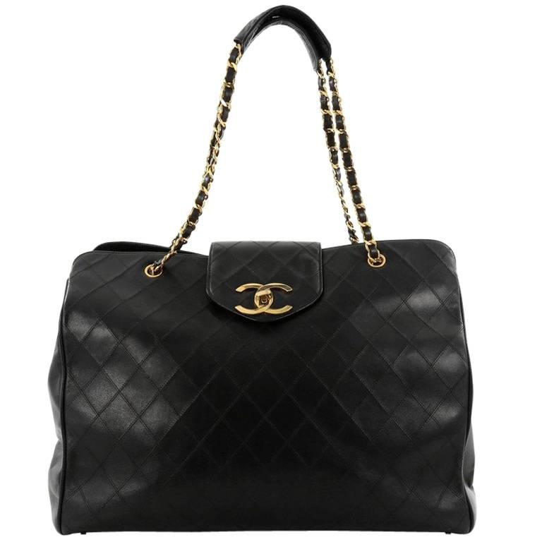 Chanel Vintage Supermodel Weekender Bag Quilted Leather Large 