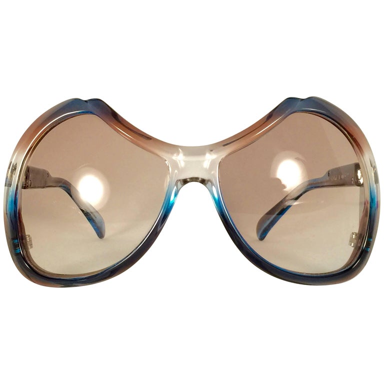 Vintage Menrad 70s Designer sunglasses authentic blue/ rose gold (from Germany) Vintage Rare Menrad M508 Funky Multicolor Blue and Silver  main image 4