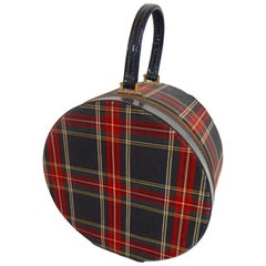 1950s Tartan Plaid Hat Box Case 