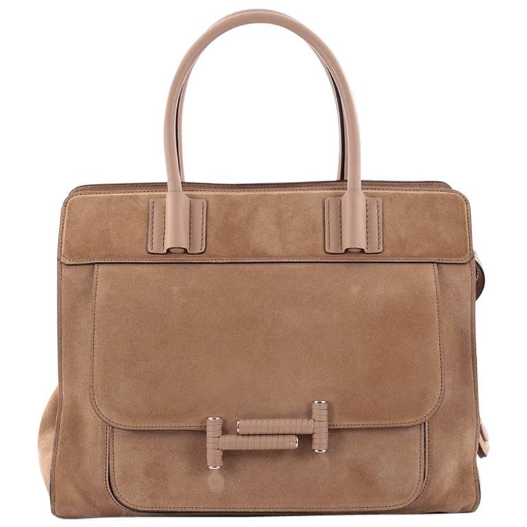 Tod's Double T Satchel Bag Suede Small at 1stDibs | tods double t bag