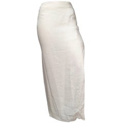 Gianfranco Ferre White Linen Maxi Skirt Size 6 