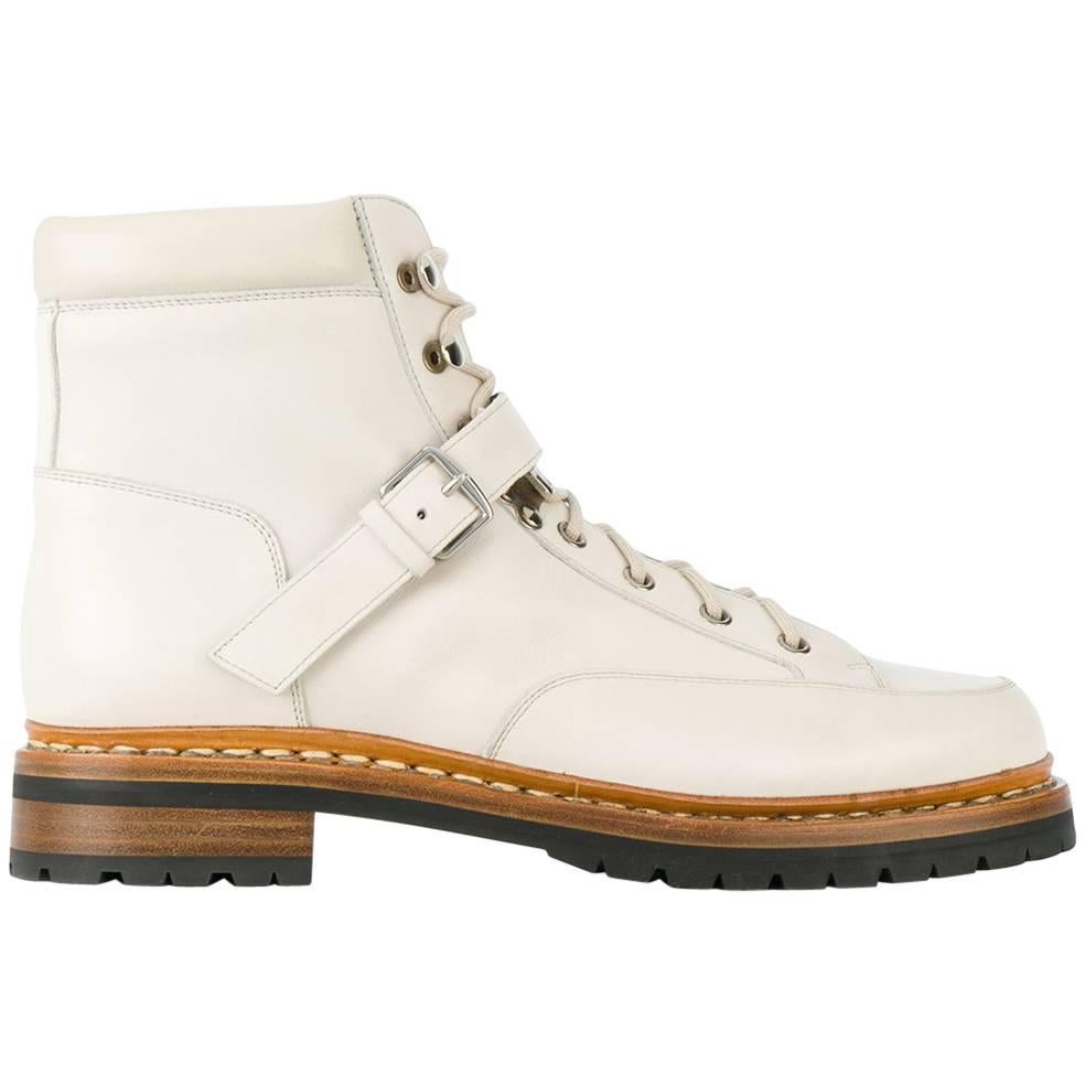 Hermes Off-White Leather Boots