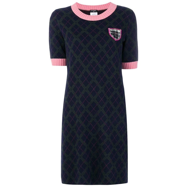Chanel Wool Check T Shirt Dress At 1stdibs Chanel Wool Check T Shirt Dress For