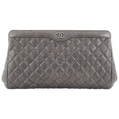 Chanel CC Frame Clutch Quilted Caviar Large