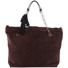 Lanvin Amalia Cabas Tote Python Embossed Suede Large