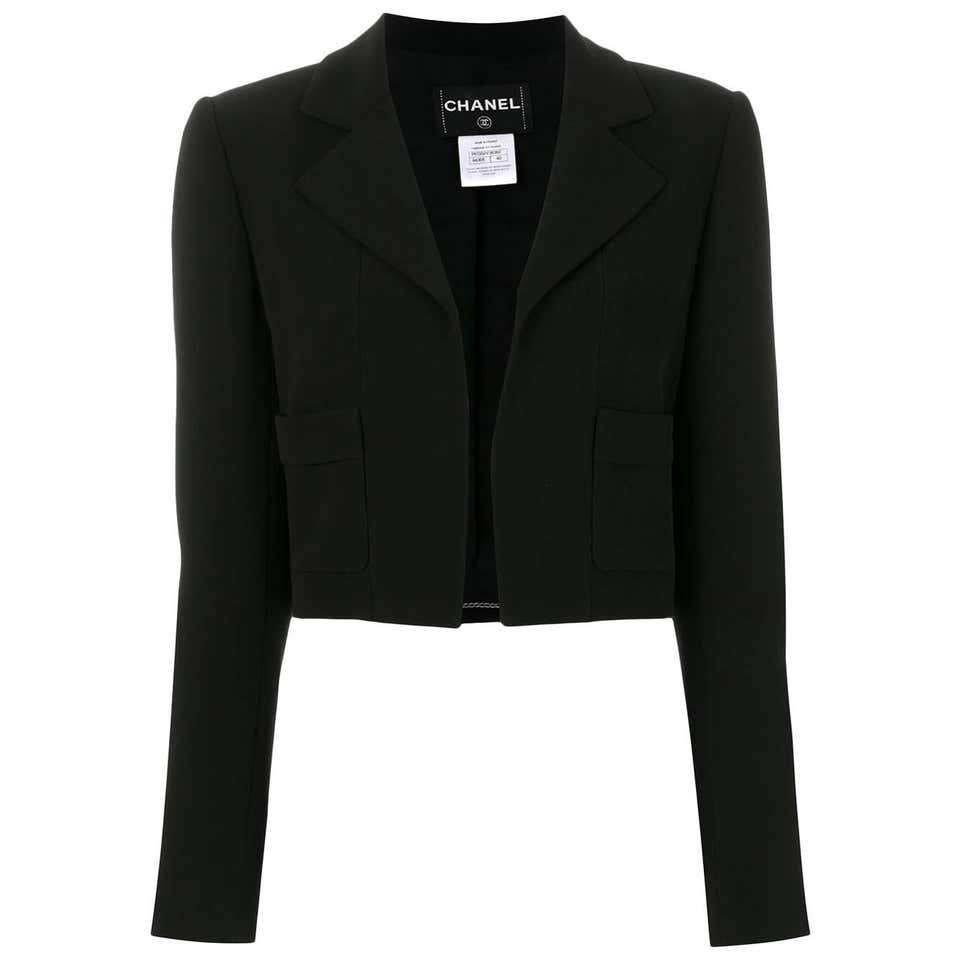 Chanel Black Silk Cropped Jacket At 1stDibs chanel-black-silk-cropped-jacket-at-1stdibs