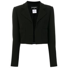 Chanel Black Silk Cropped Jacket 