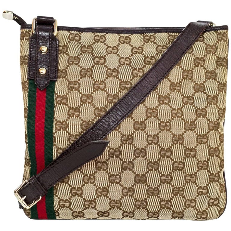 Gucci Monogram and Web Jolicoeur Charms Messenger Bag For Sale at 1stDibs