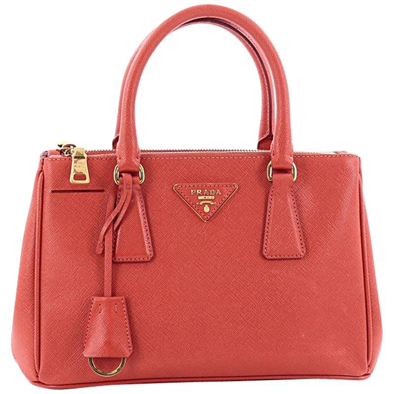 Prada Double Zip Lux Tote Saffiano Leather Mini